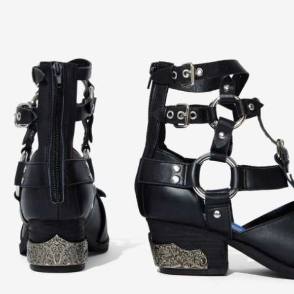 RARE "Temeku" Jeffrey Campbell Black Harness Boot - Picture 3 of 4