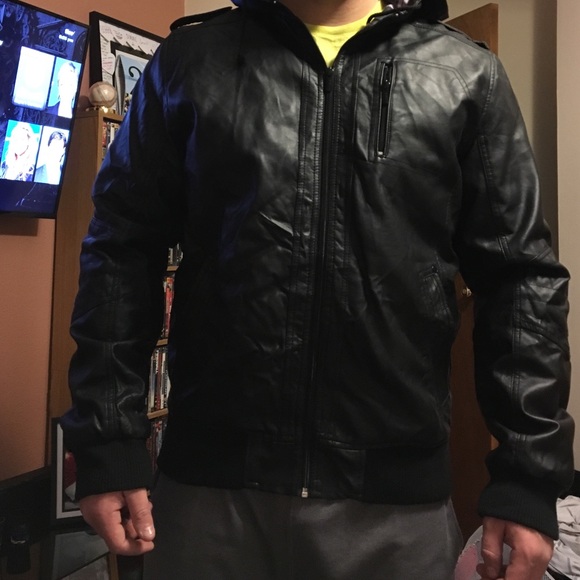 Men's black pleather jacket