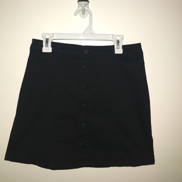 Black Button Down Mini Skirt