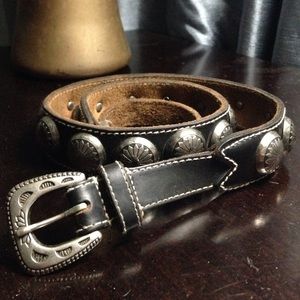 Genuine Leather Belt with Silver Studs