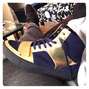 Creative recreation high tops blue suede/gold