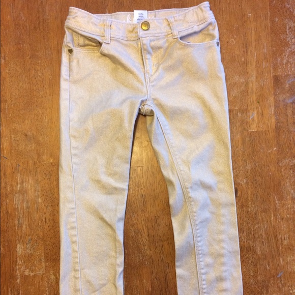 Shiny gold jeans.