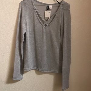 Silver sparkles long sleeve shirt