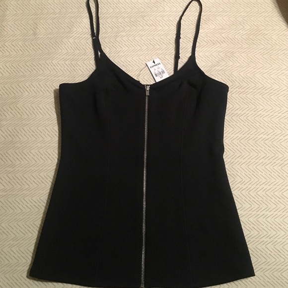 Express women's zip front cami - black