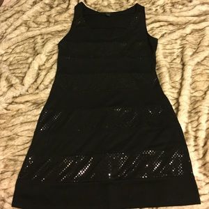 Black sequin stripe mini dress