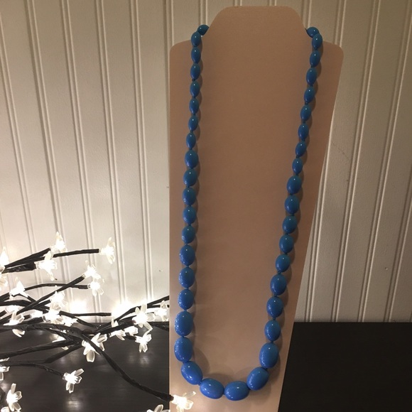 Long Blue Beaded Necklace. - Picture 1 of 3