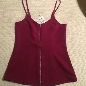 Brand new Express women's zip front cami - maroon