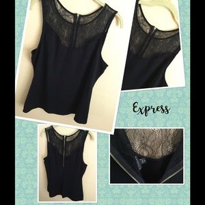 Express Sleeveless Top Black Sz L Lace Bodice