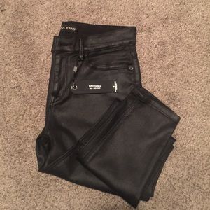 Express coated black skinny jeans