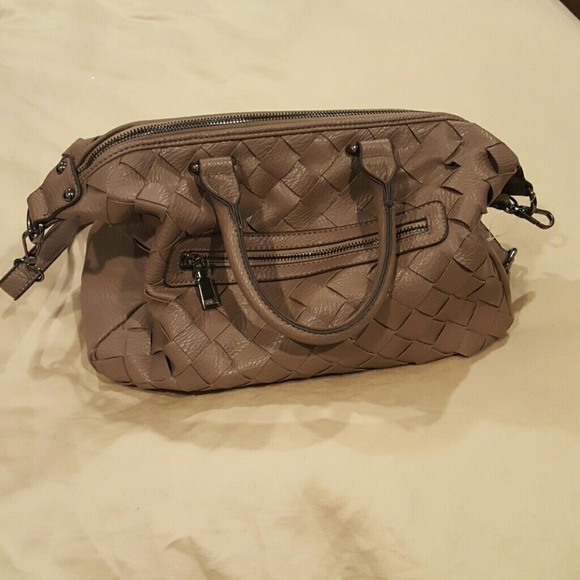 Vegan leather taupe satchel