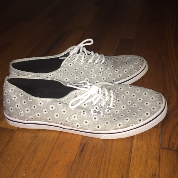 Black and White Flowered Vans