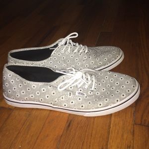 Black and White Flowered Vans