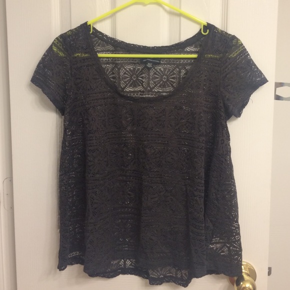 American Eagle navy lace top