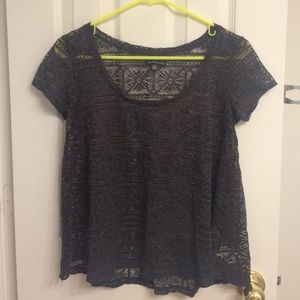 American Eagle navy lace top