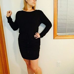 Plus Size Long Sleeve Jersey Dress w/Drawstring