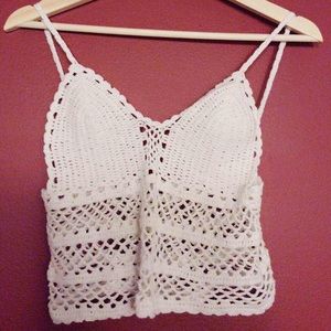 Hand knit cropped beach top
