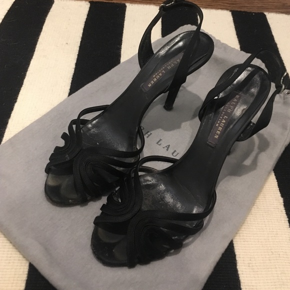 Ralph Lauren Collection black satin heels
