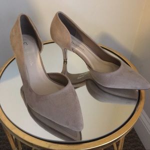 Taupe Nude Faux Suede Short Heels