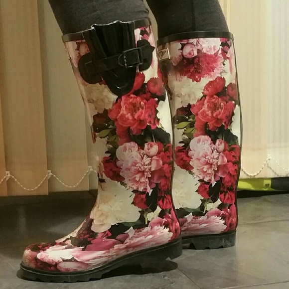 Forever Young Shoes - Women Tall Rain boots, #1409, Rose Garden