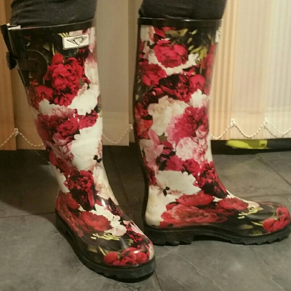 Women Tall Rain boots, #1409, Rose Garden - Picture 2 of 2