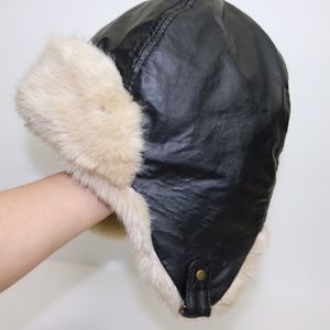 Faux leather/fur winter hat
