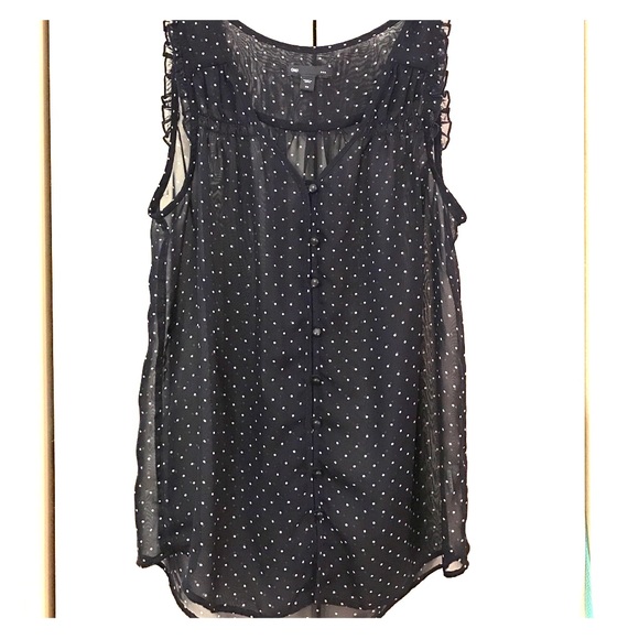 Sheer blue & white polka dot blouse - Picture 1 of 2