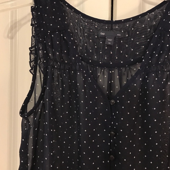 Sheer blue & white polka dot blouse - Picture 2 of 2