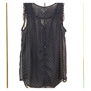 Sheer blue & white polka dot blouse