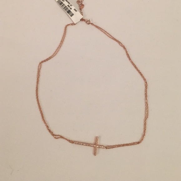 Diamond cross rose gold necklace