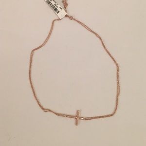 Diamond  cross rose gold necklace