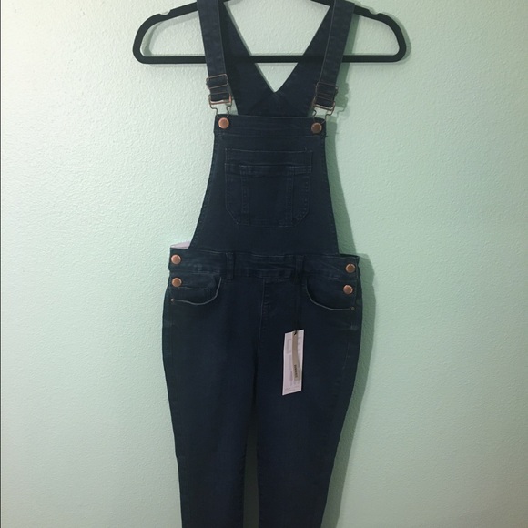 Dark blue stretchy denim overalls from ASOS