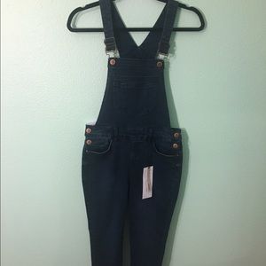 Dark blue stretchy denim overalls from ASOS