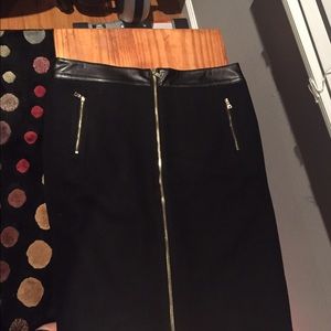 Ann Taylor black wool and leather skirt