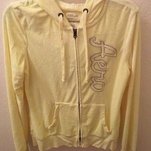 Terry cloth zip up hoodie neon yellow