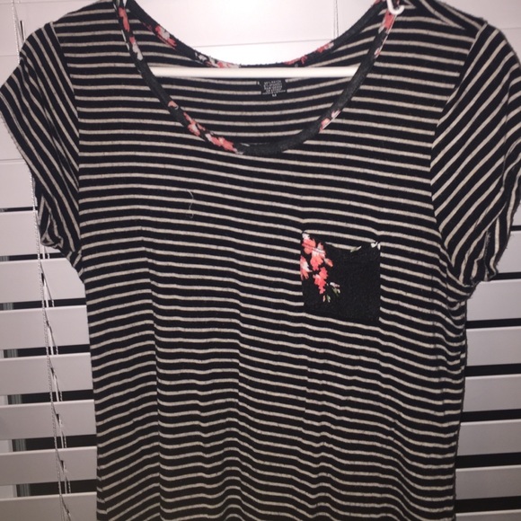 Stripped floral long T-shirt