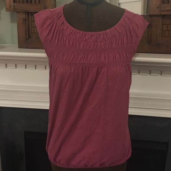 Ann Taylor LOFT burgandy ruched top size XS