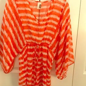Sheer striped beach cover up
