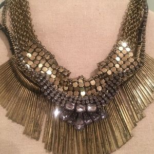 Free People Gold Fringe Collar Necklace