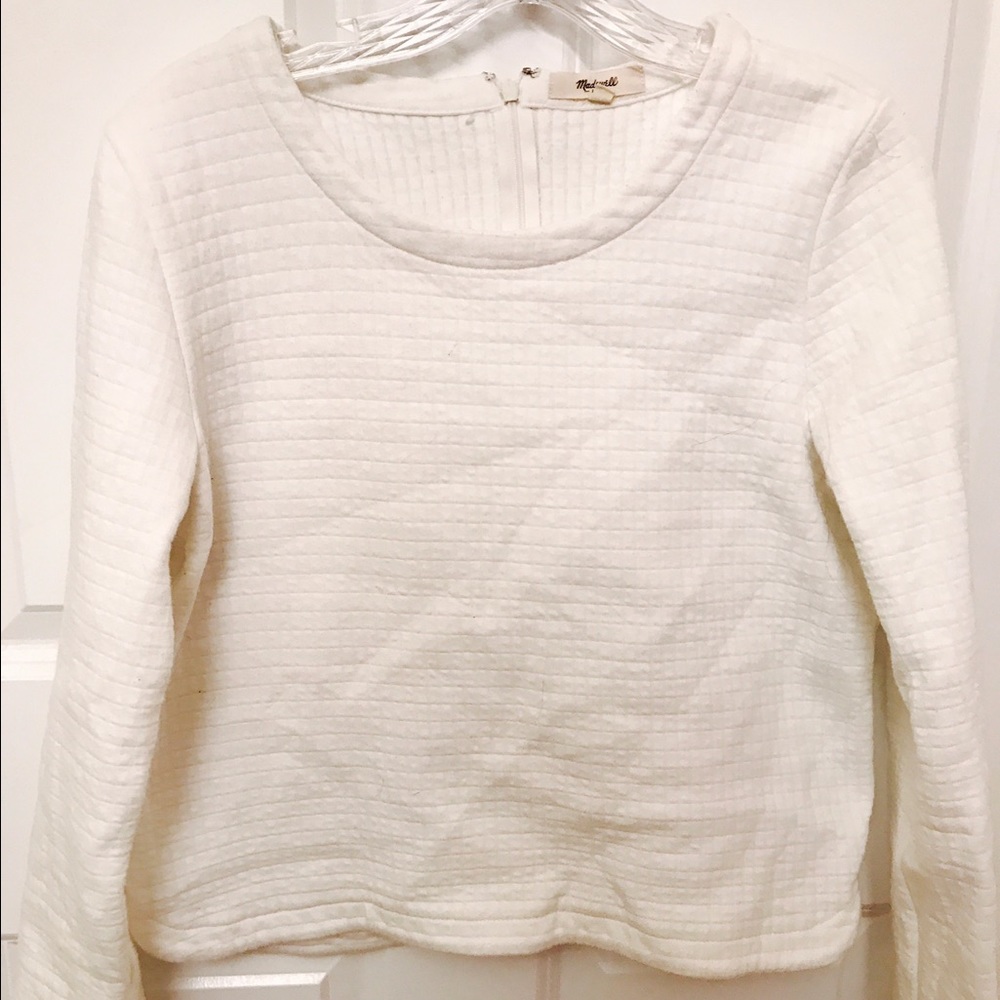 EUC💕madewell textured boxy sweater in white