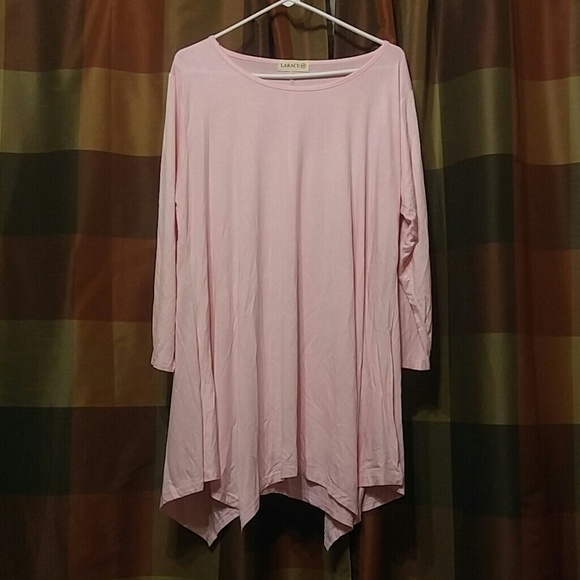 Larace Light Pink Tunic Handkerchief Bottom 3X