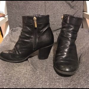 Black leather booties