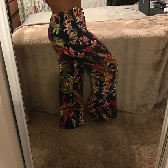 Floral wide leg pants