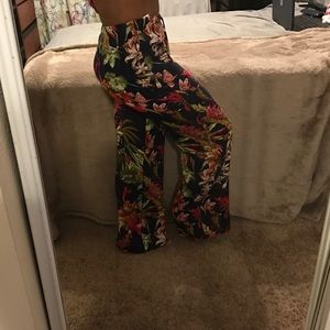 Floral wide leg pants