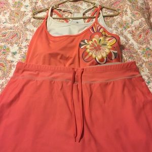 Old Navy coral colored racer back shirt & skort