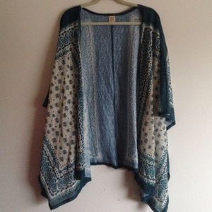 Blue and cream colored ruana!