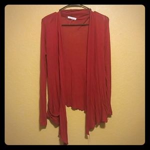 Red cardigan