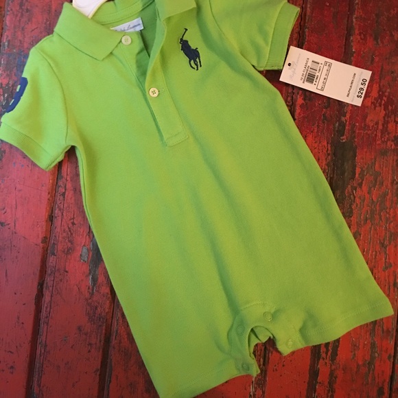 NWT Ralph Lauren boys cotton shortalls sz6mths