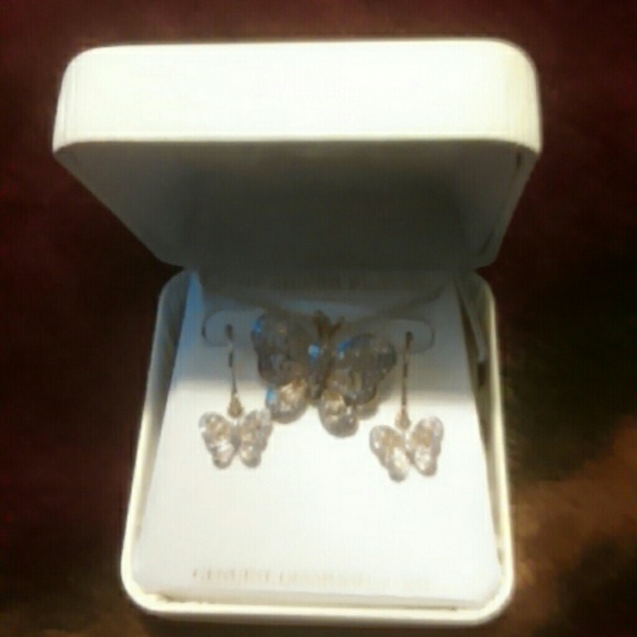 Butterfly necklace and earings fine silver plated - Picture 1 of 1