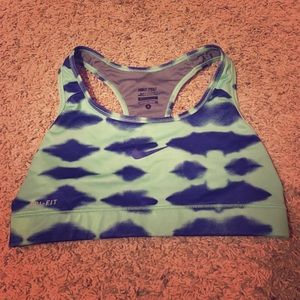 Green and purple Nike Sports Bra.