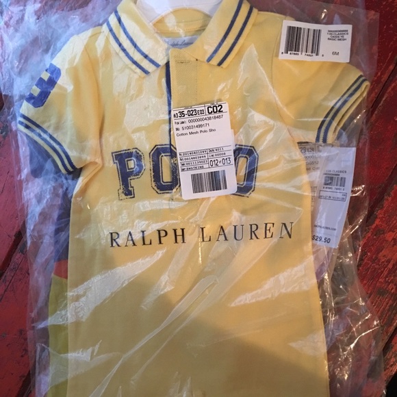 NWT Ralph Lauren boys yellow shortalls sz 6mths
